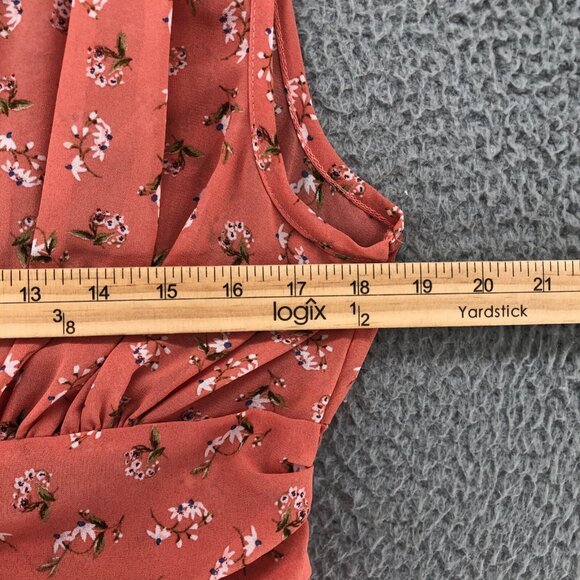 Haute Project Top Women Large Pink Floral Midi Prairie Sleeveless Kimono Open - Picture 9 of 13